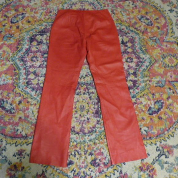 DKNY red leather pants Size 8 - Picture 4 of 5